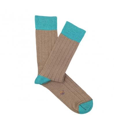 Calcetines HOOK Canalé Camel Y Celeste