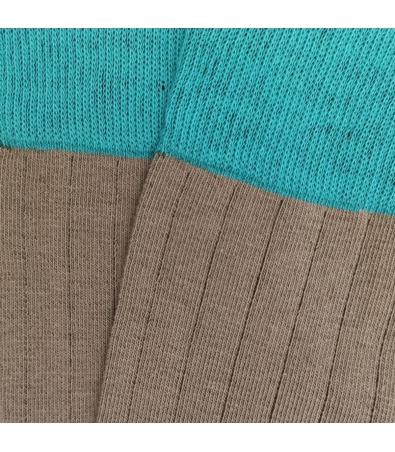 Camel And Light Blue Ribbed Socks