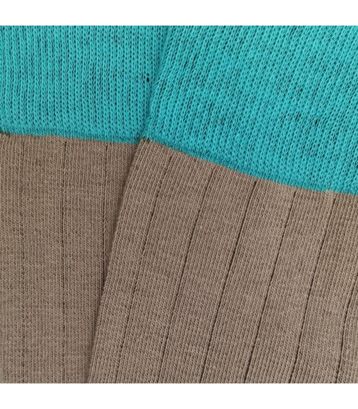 Camel And Light Blue Ribbed Socks