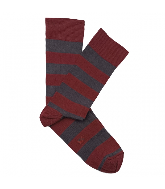 Calcetines HOOK Canalé Rayas Burdeos Y Gris