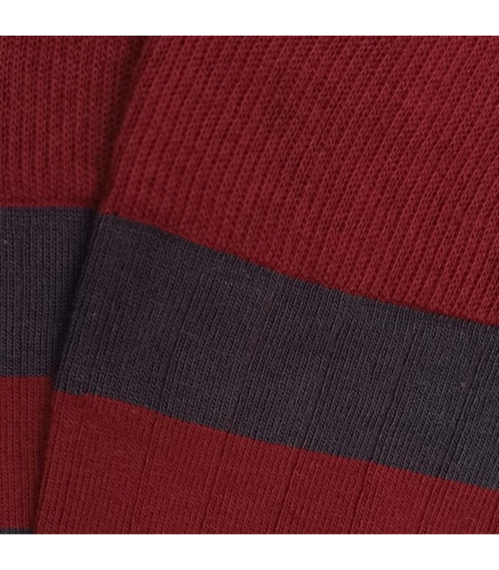 Burgundy And Gray Striped Ribbed Socks