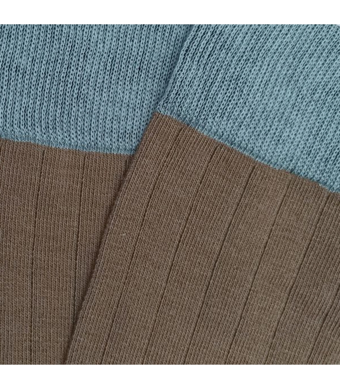 Brown and Light Blue Ribbed Socks