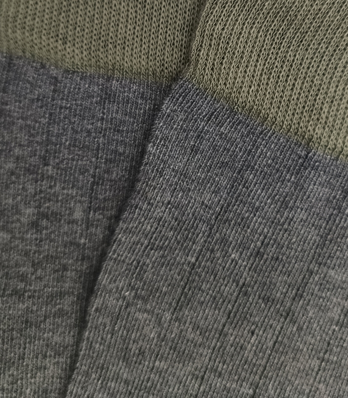 Light Gray And Green Ribbed Socks