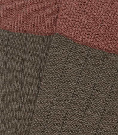 Brown and Ocher Ribbed Socks