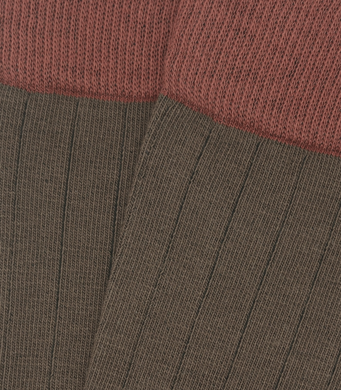 Brown and Ocher Ribbed Socks