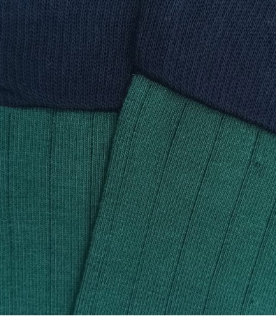 Bottle Green and Navy Ribbed Socks