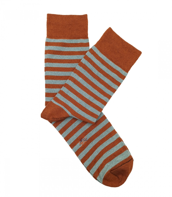 Calcetines Rayas Finas Azul Claro Y Teja HOOK