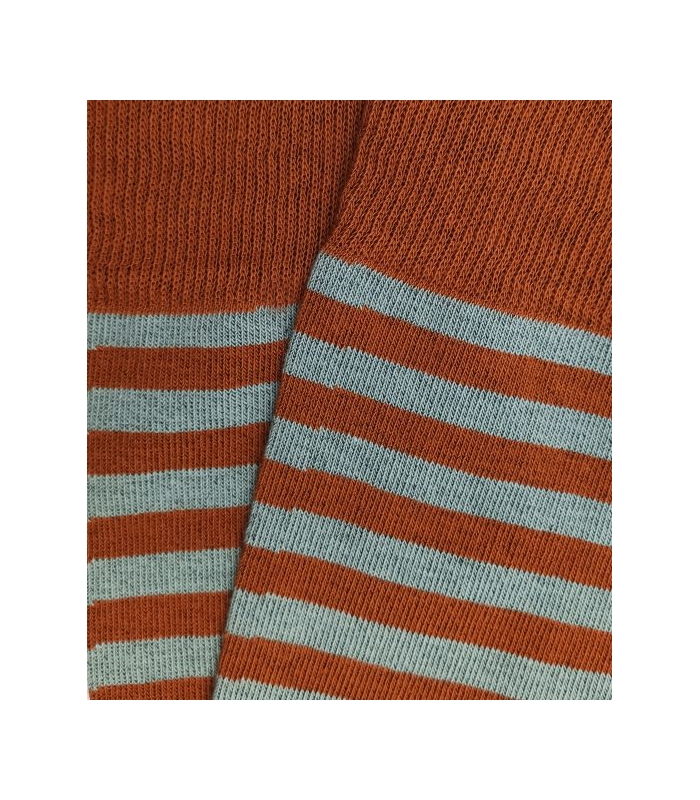 Light Blue and Brick Red Striped Socks