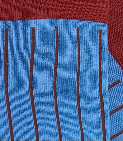 Blue and Burgundy Ribbed Socks