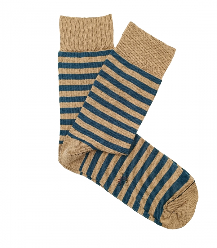 Calcetines Rayas Finas Azul Y Camel HOOK