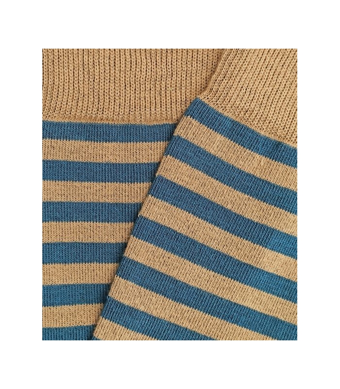 Blue and Camel Striped Socks