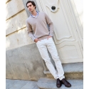 Linen Lambswool V-Neck Sweater
