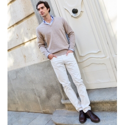 Linen Lambswool V-Neck Sweater