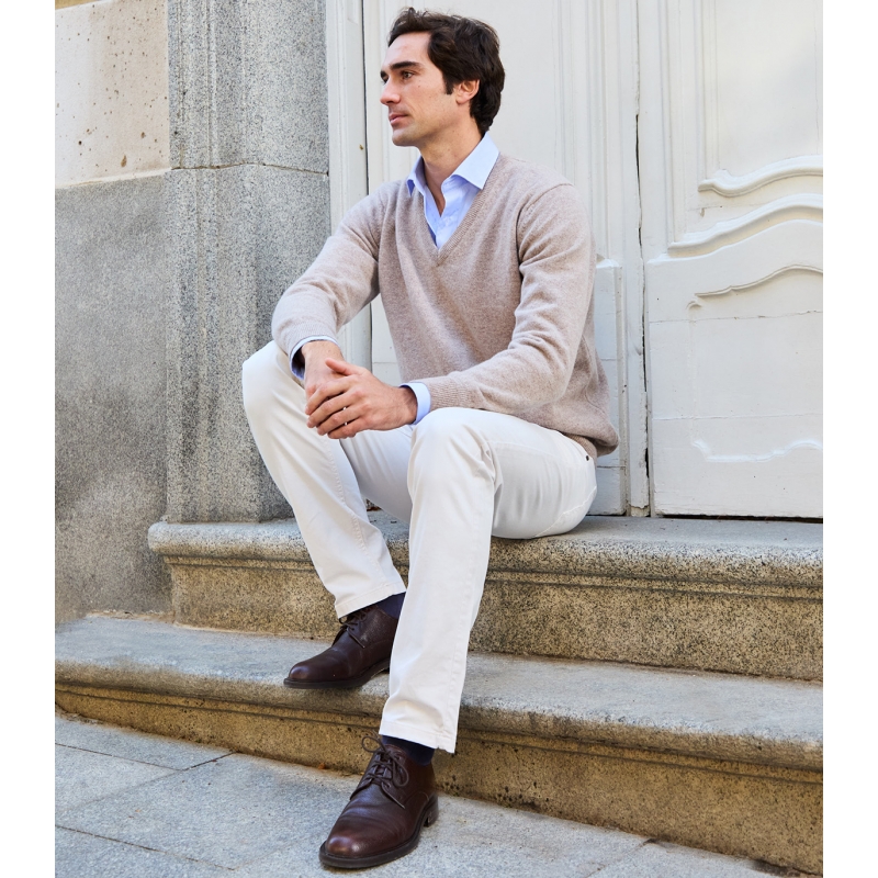 Linen Lambswool V-Neck Sweater