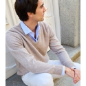 Linen Lambswool V-Neck Sweater