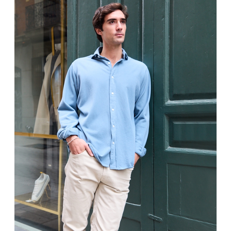 Camisa Piqué Azul Urano