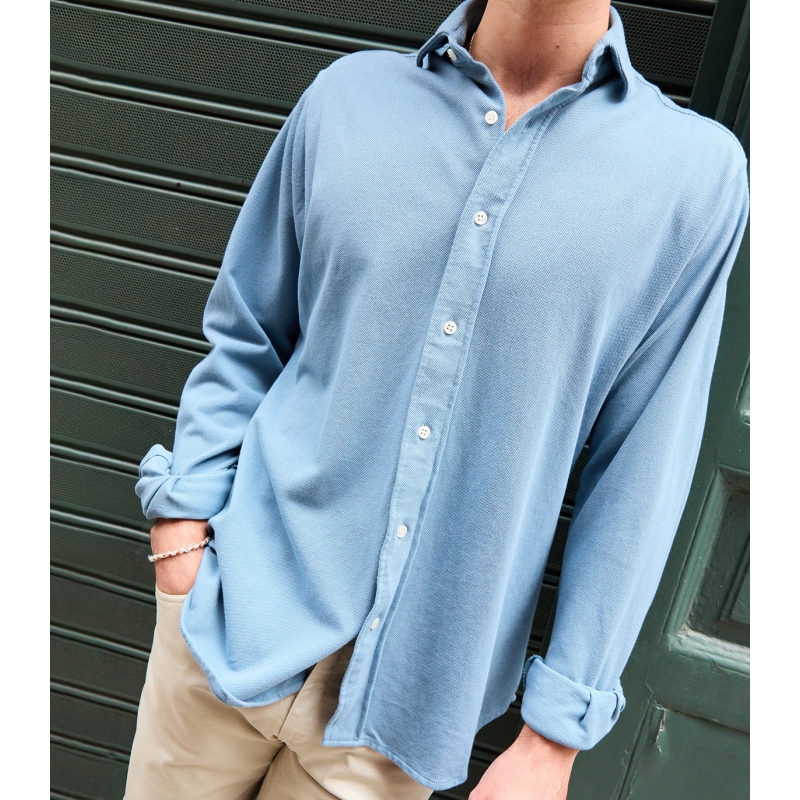 Uranus Blue Pique Shirt