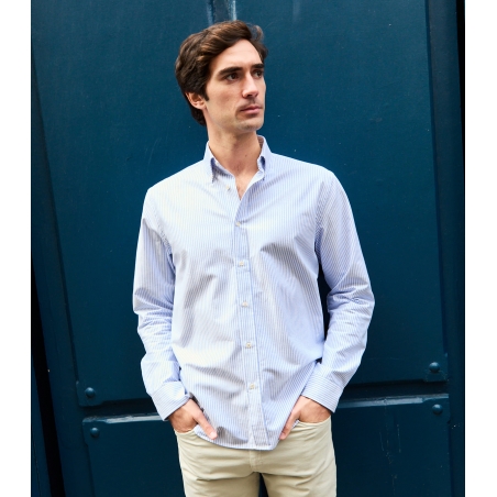 Striped Japanese Oxford Shirt For Men Made in Spain