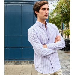 Blue and Red Striped Japanese Oxford Shirt