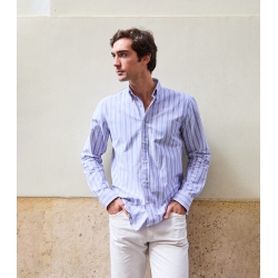 Blue and Red Striped Japanese Oxford Shirt