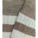 Ecru and Beige Striped Wool High Socks