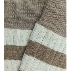 Ecru and Beige Striped Wool High Socks