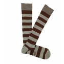 Brown and Taupe Striped Wool High Socks