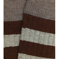 Brown and Taupe Striped Wool High Socks