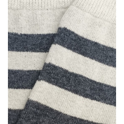 Two Grey and White Striped Wool Socks