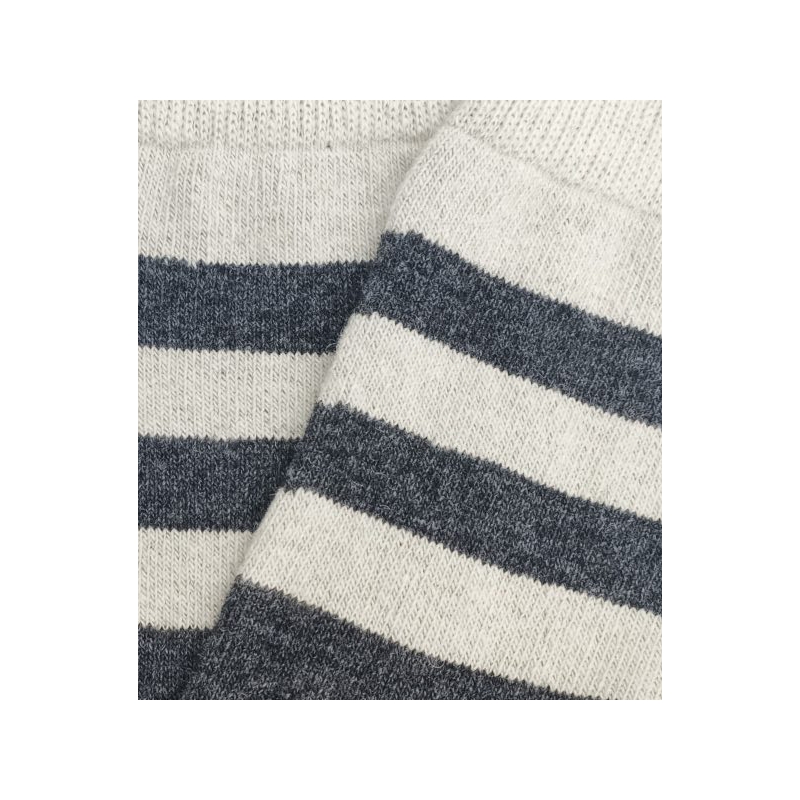 Two Grey and White Striped Wool Socks