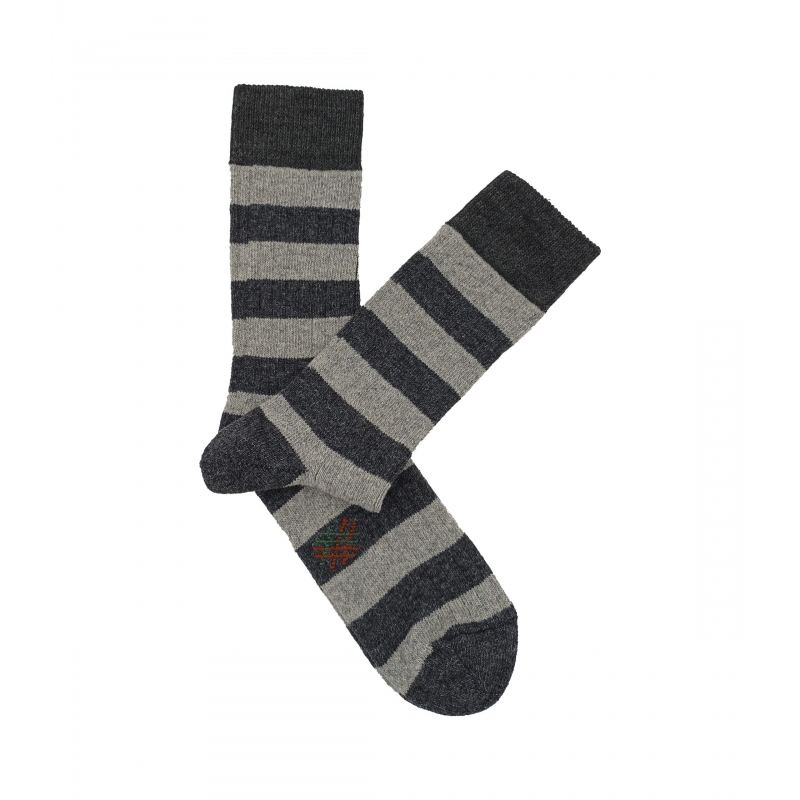 Grey Striped Wool Socks