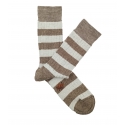 Beige Striped Wool Socks