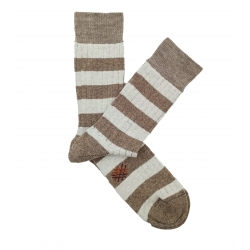 Beige Striped Wool Socks