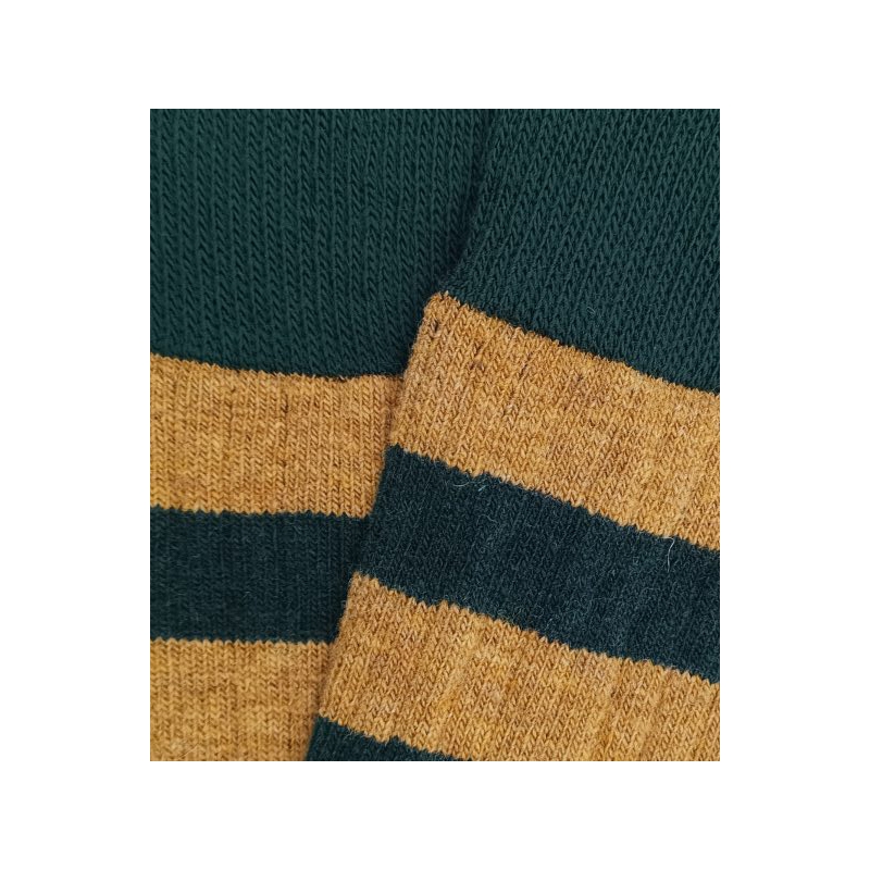 Green and Yellow Striped Wool Socks