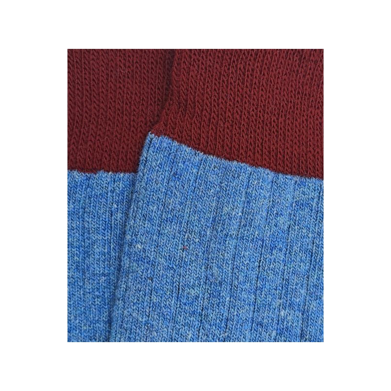 Calcetines Lana Azul Claro Y Burdeos