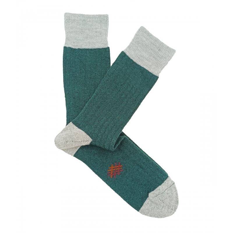 Calcetines Lana Verde Y Gris