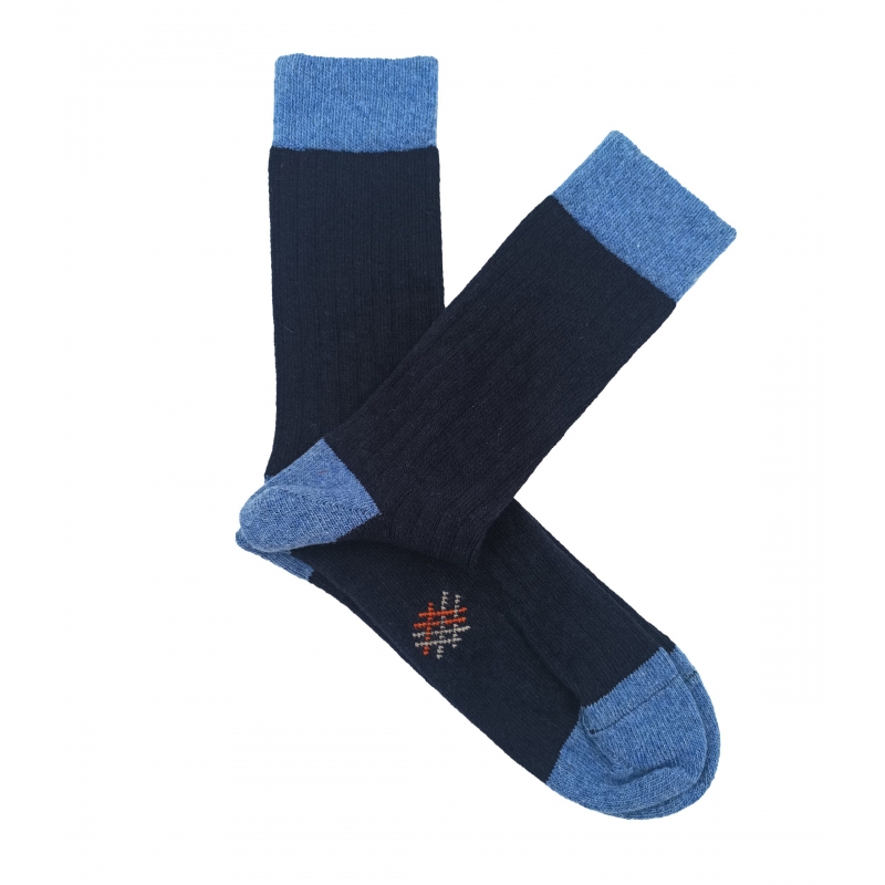 Navy and Light Blue Wool Socks