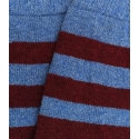 Two Burgundy and Light Blue Striped Wool Socks