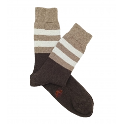 Calcetines Lana Dos Rayas Marrón Y Beige
