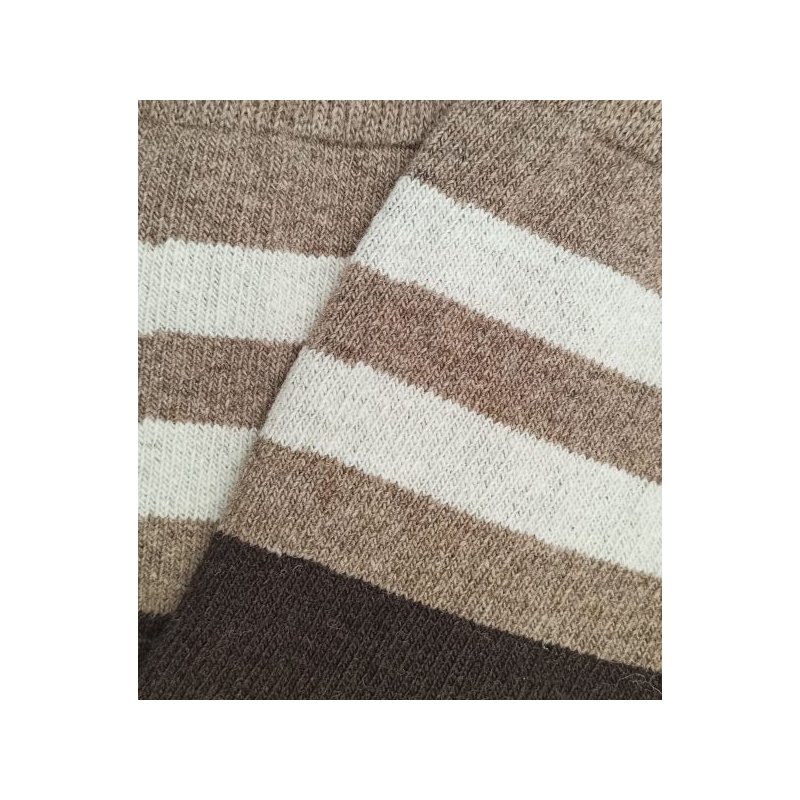 Two Brown and Beige Striped Wool Socks