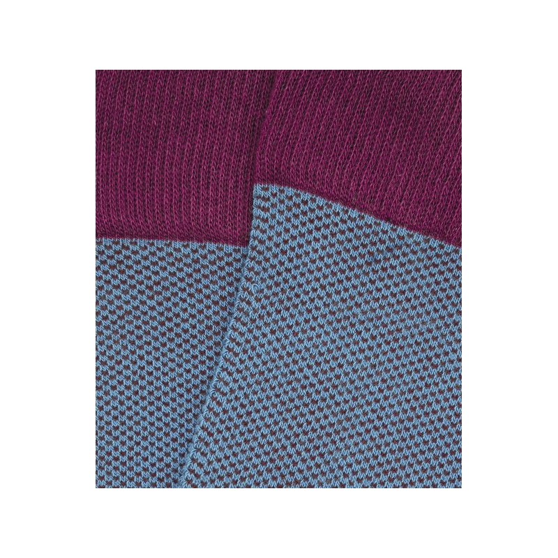 Light Blue and Burgundy Bird's Eye Knee High Socks