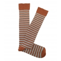 Light Blue and Brick Red Striped Knee High Socks