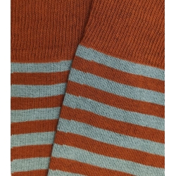 Calcetines Altos Rayas Finas Azul Claro Y Teja