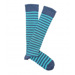Blue and Light Blue Striped Knee High Socks