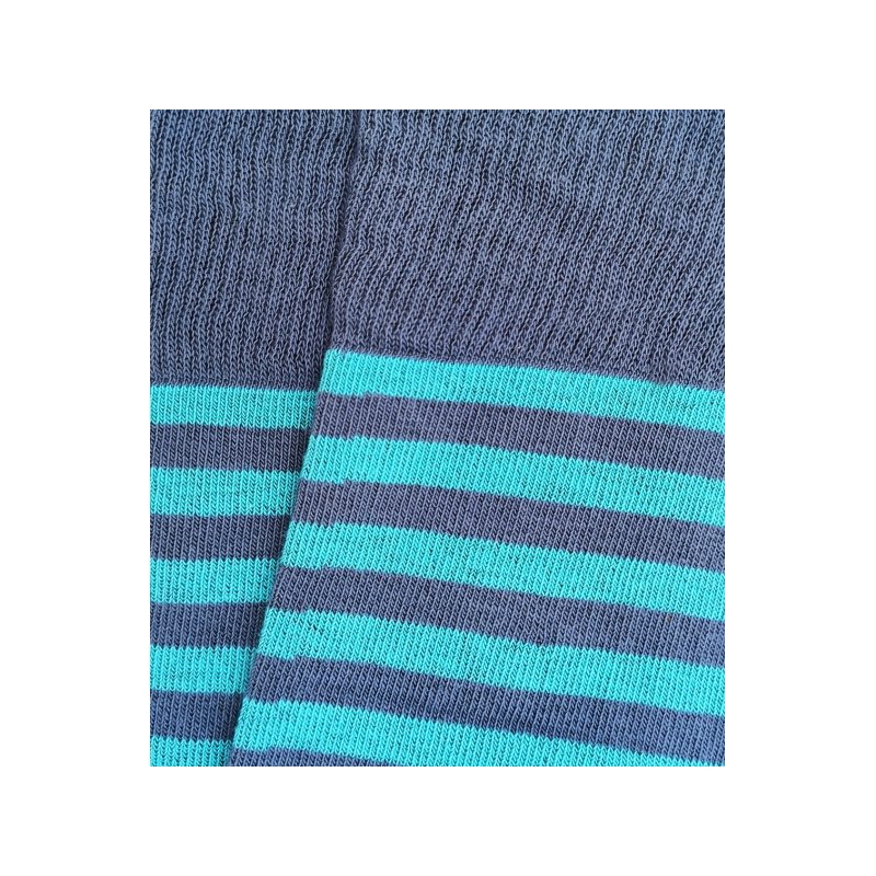 Calcetines Altos Rayas Finas Azul Y Celeste