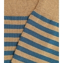 Calcetines Altos Rayas Finas Azul Y Camel