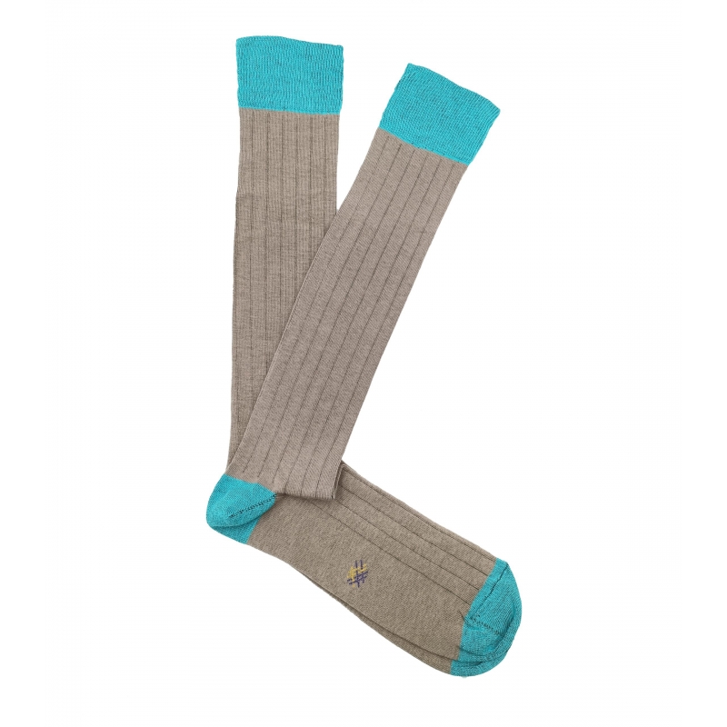 Calcetines Altos Canalé Topo Y Turquesa