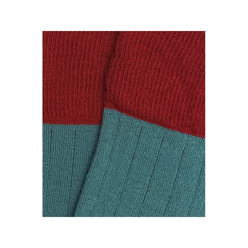 Turquoise and Burgundy Ribbed Knee High Socks