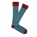 Turquoise and Burgundy Ribbed Knee High Socks