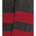 Calcetines Canalé Rayas Gris Y Rojo